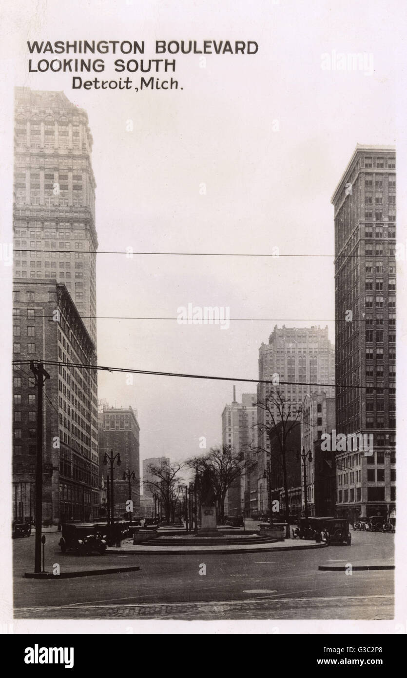 Washington Boulevard looking South, Detroit, Michigan, USA Stock Photo