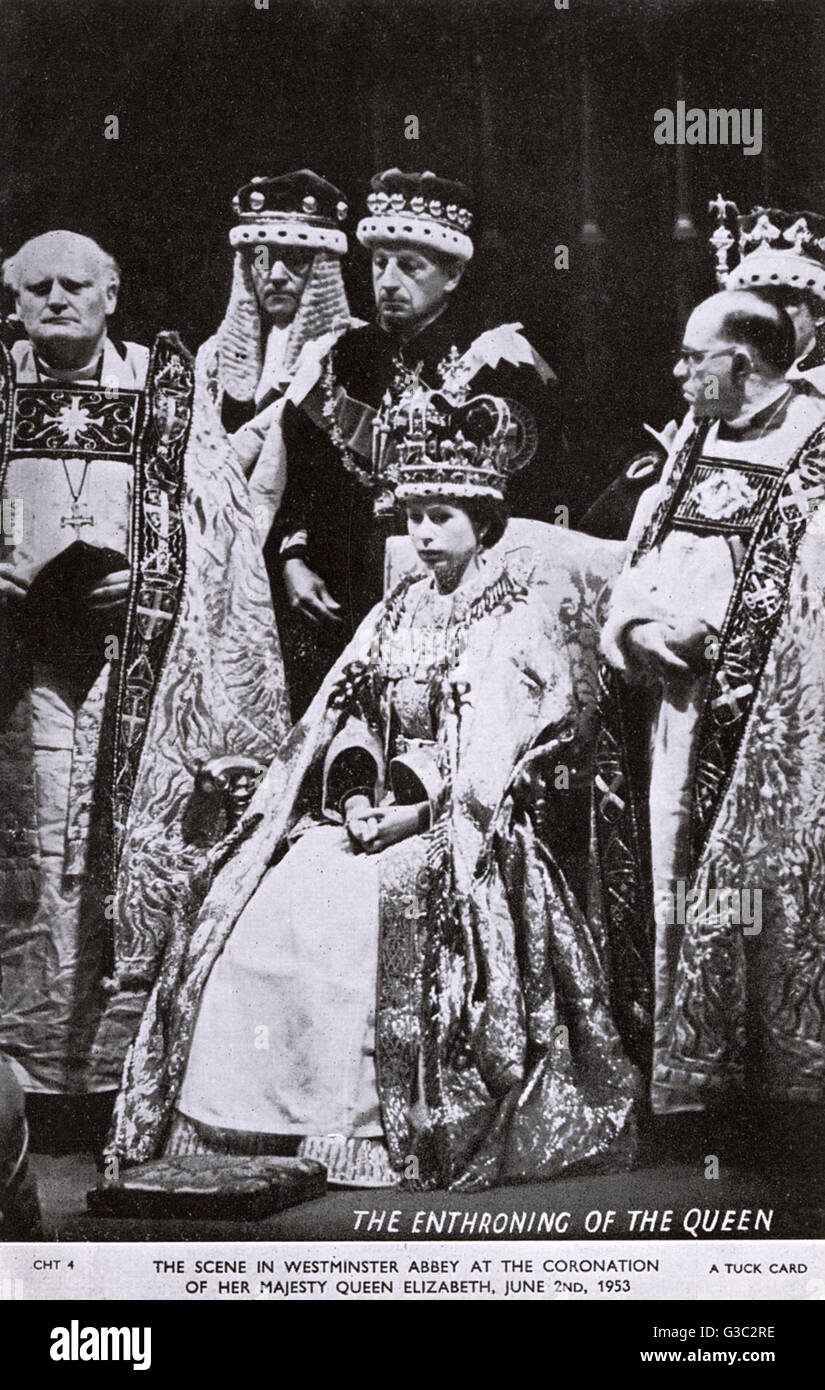 Queen Elizabeth II's coronation at Westminster Abbey on 2nd June, 1953.     Date: 1953 Stock Photo