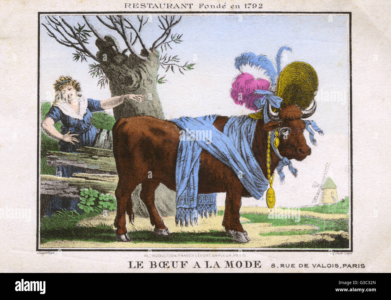 Ancienne Carte Postale Paris 1er - Restaurant Du Bœuf à La Mode, Rue De Valois (1900)