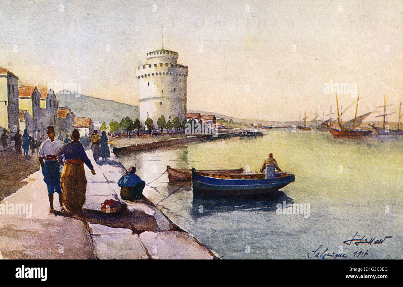 Thessaloniki, Greece The White Tower and Waterfront. Reconstructed by