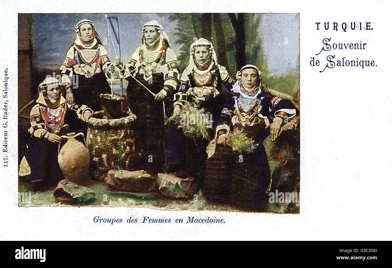 Thessaloniki, Greece, Macedonian women traditional costume Stock