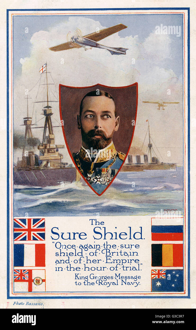 WW1 - King George V - his message to the Royal Navy Stock Photo