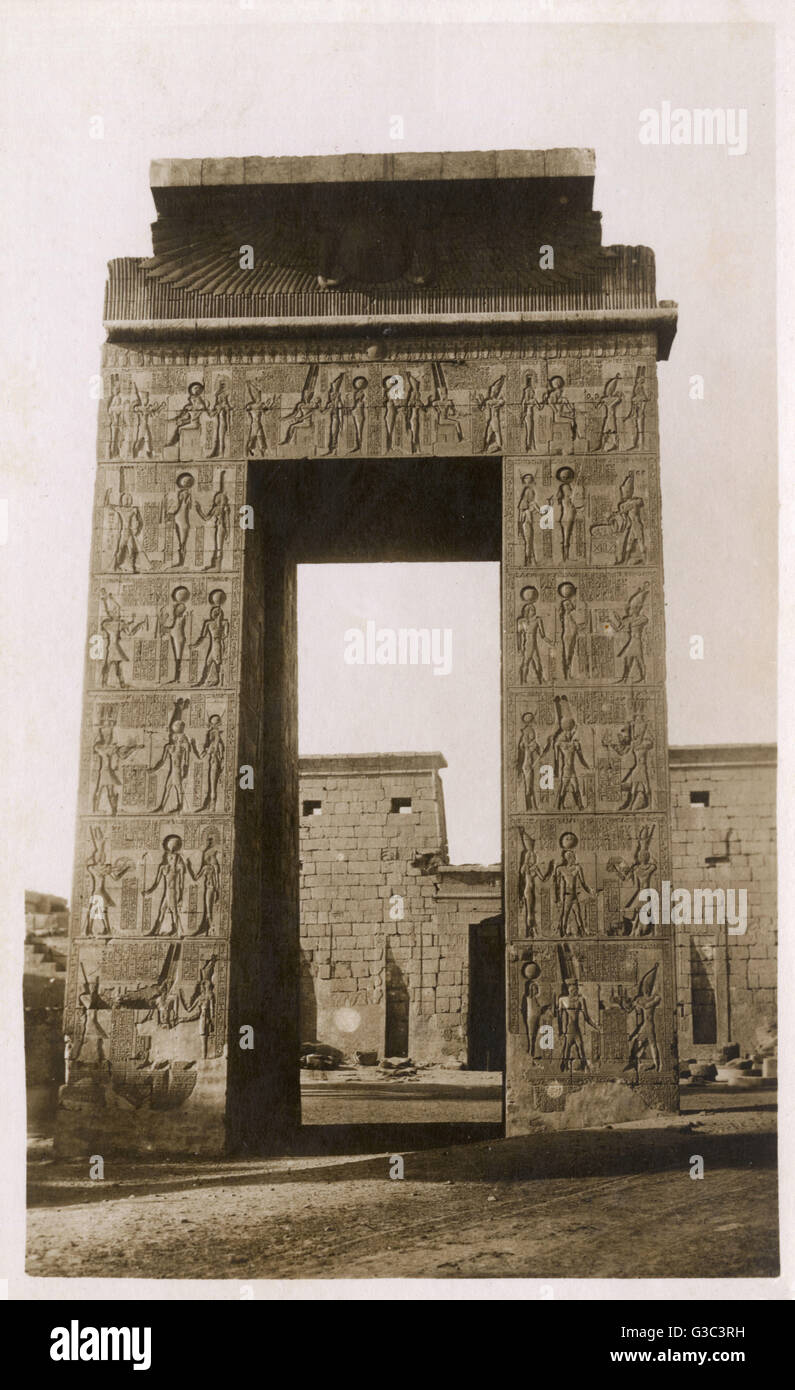 The Temple of Khonsu, Karnak, Egypt - Gateway of Ptolemy III Stock Photo
