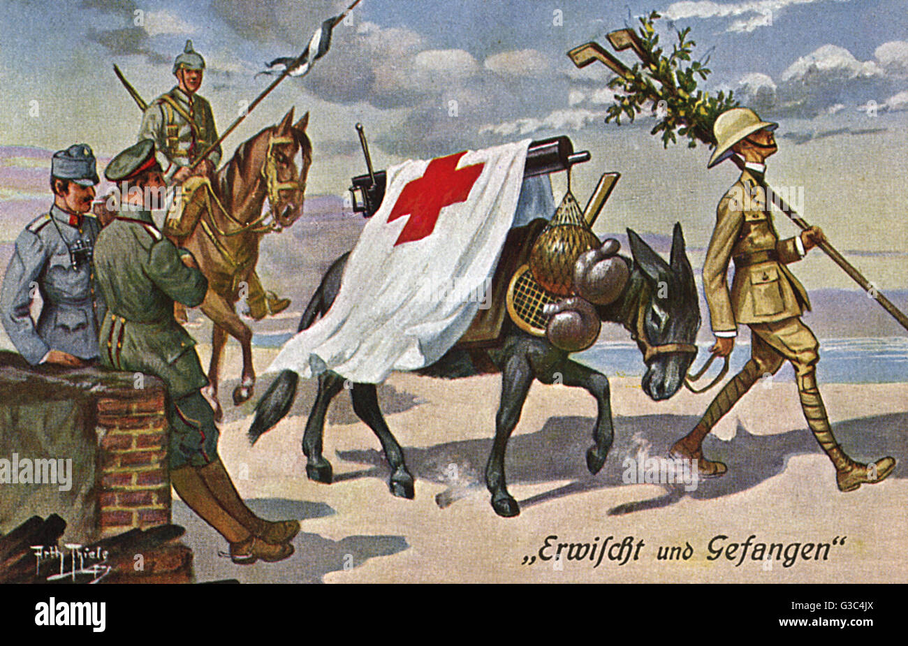 WW1 - German anti-British propaganda postcard Stock Photo