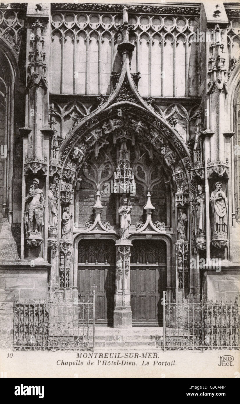 France Montreuil surMer Chapel Entrance Hotel Dieu Stock Photo