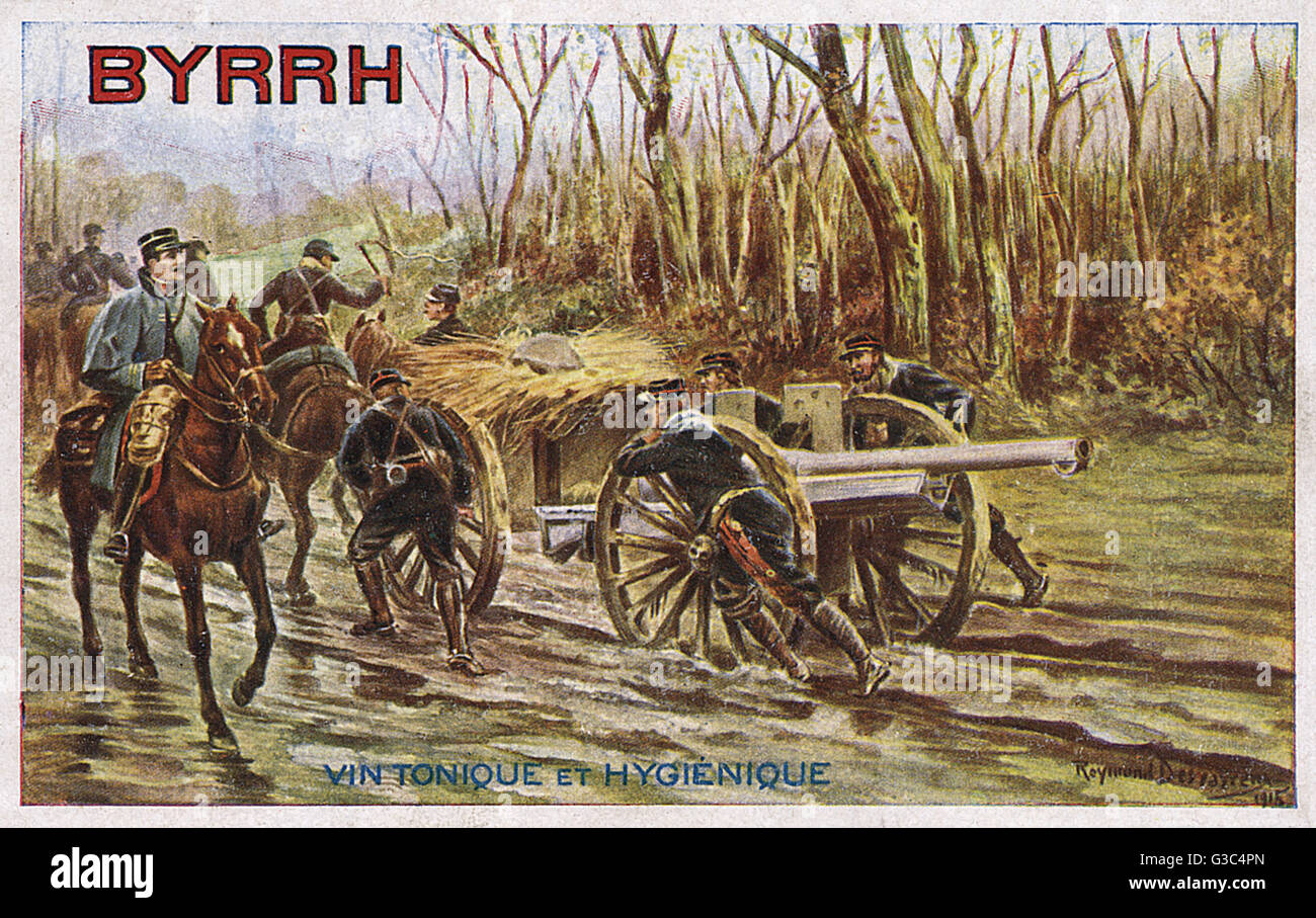 WW1 - Advertisenent for French Byrrh Tonic Wine - Artillery Stock Photo