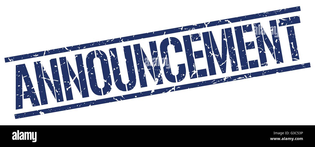 announcement blue grunge square vintage rubber stamp Stock Vector Image ...