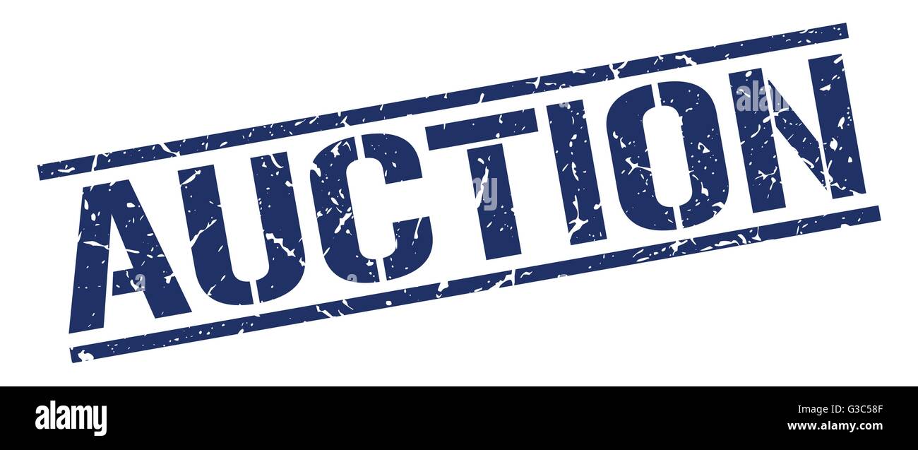 auction blue grunge square vintage rubber stamp Stock Vector Image ...