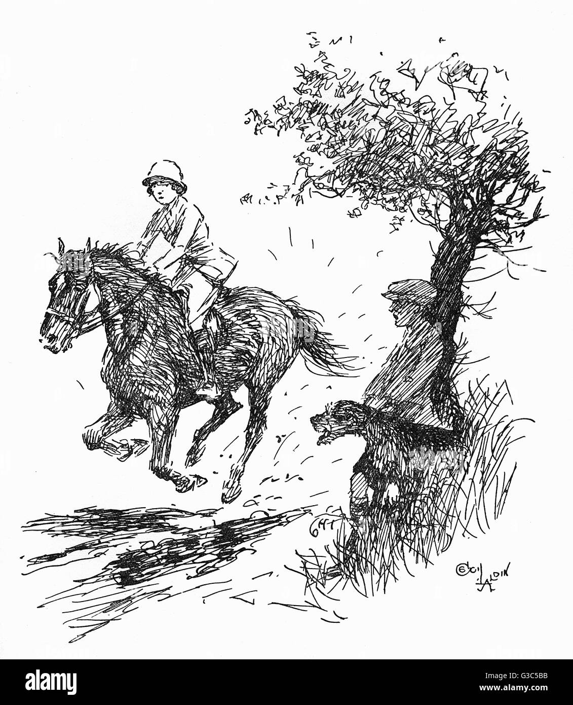 Illustration, riding through a muddy patch Stock Photo