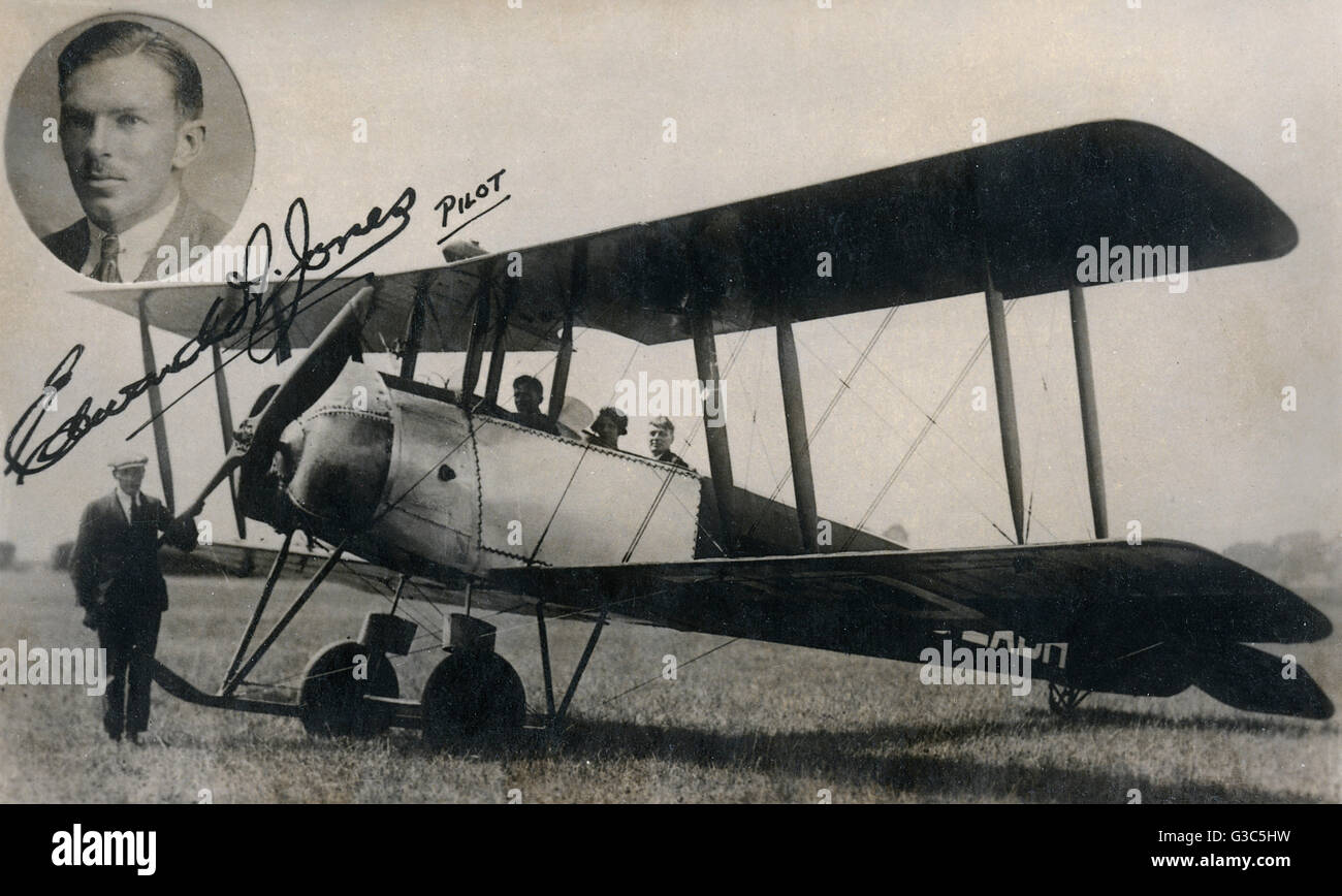 Avro 504K with inset of pilot Edward Jones Stock Photo Alamy