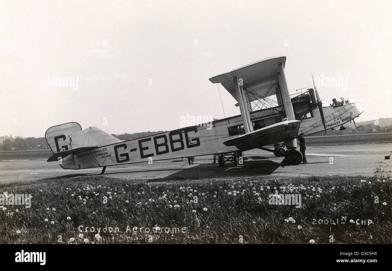 Handley Page biplane, Imperial Airways, Croydon Stock Photo