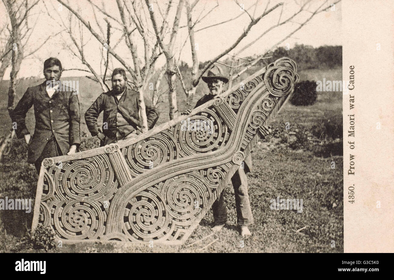 New Zealand - The Prow of a Maori War Canoe Stock Photo