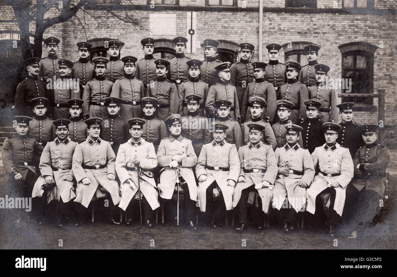 Group photo, German soldiers, Cottbus, East Germany Stock Photo