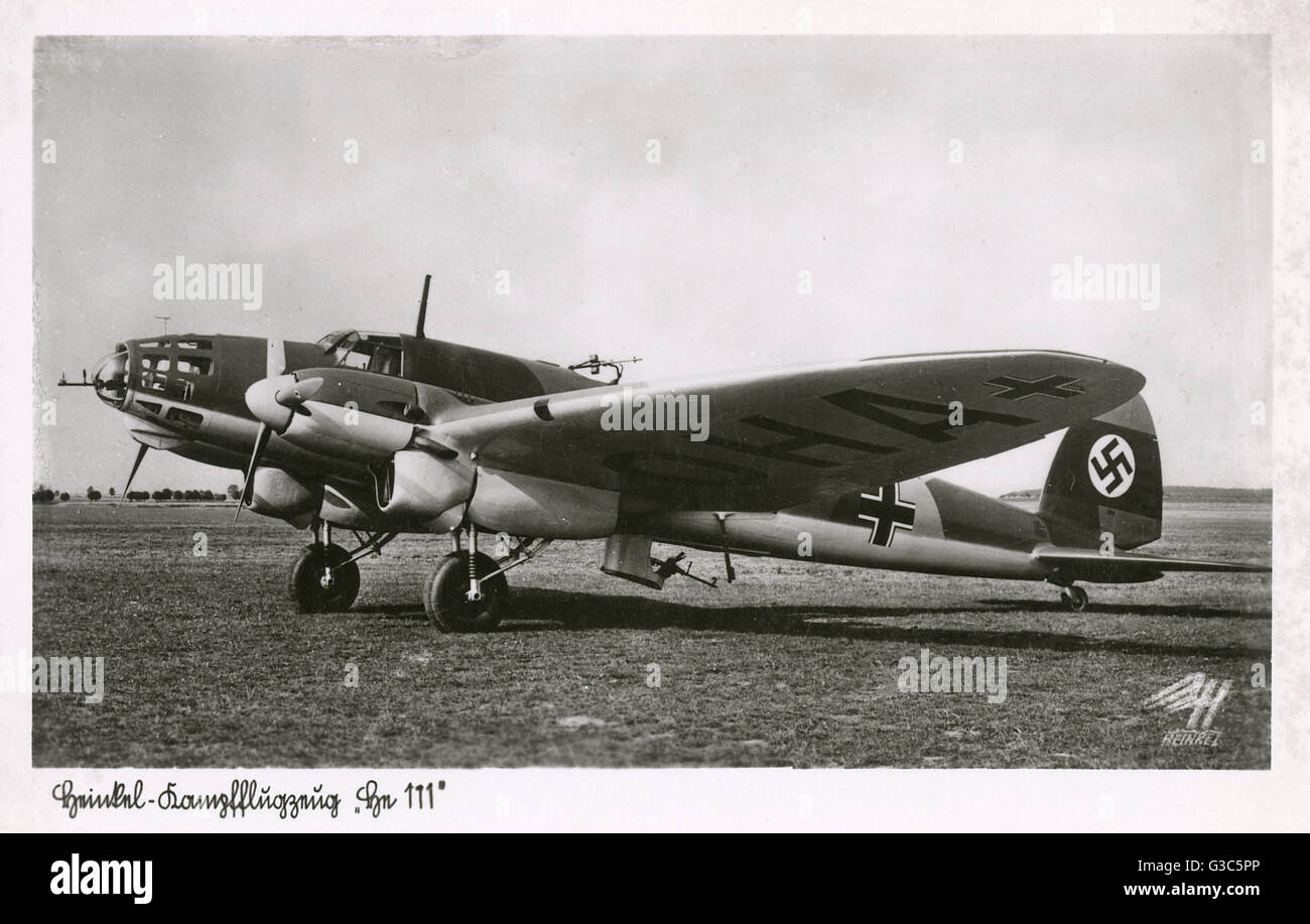 German Heinkel He 111 medium bomber, in use during the Second World War.      Date: late 1930s Stock Photo