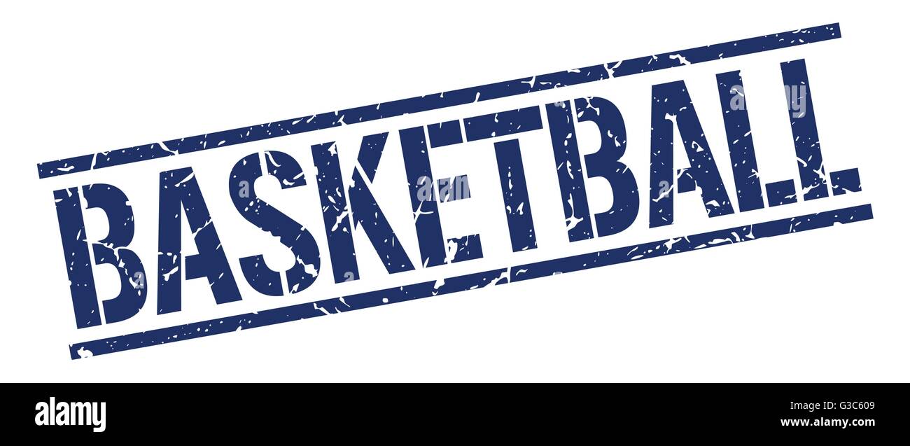 basketball blue grunge square vintage rubber stamp Stock Vector Image ...