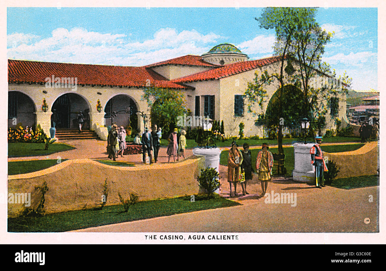 Scene outside the Casino at Agua Caliente, a popular leisure centre in Tijuana, Mexico.      Date: 1930 Stock Photo