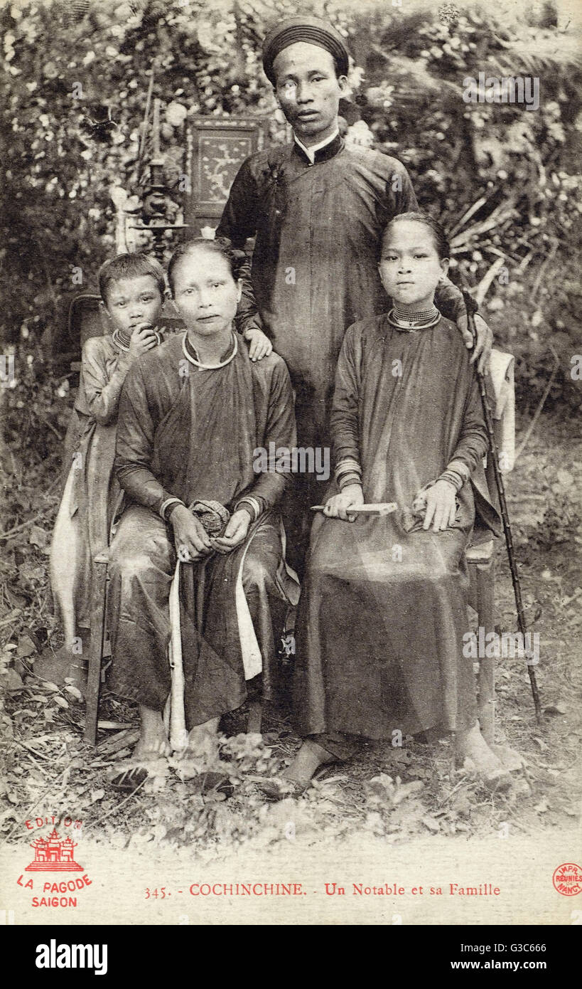 Vietnam - A notable local official and his family Stock Photo