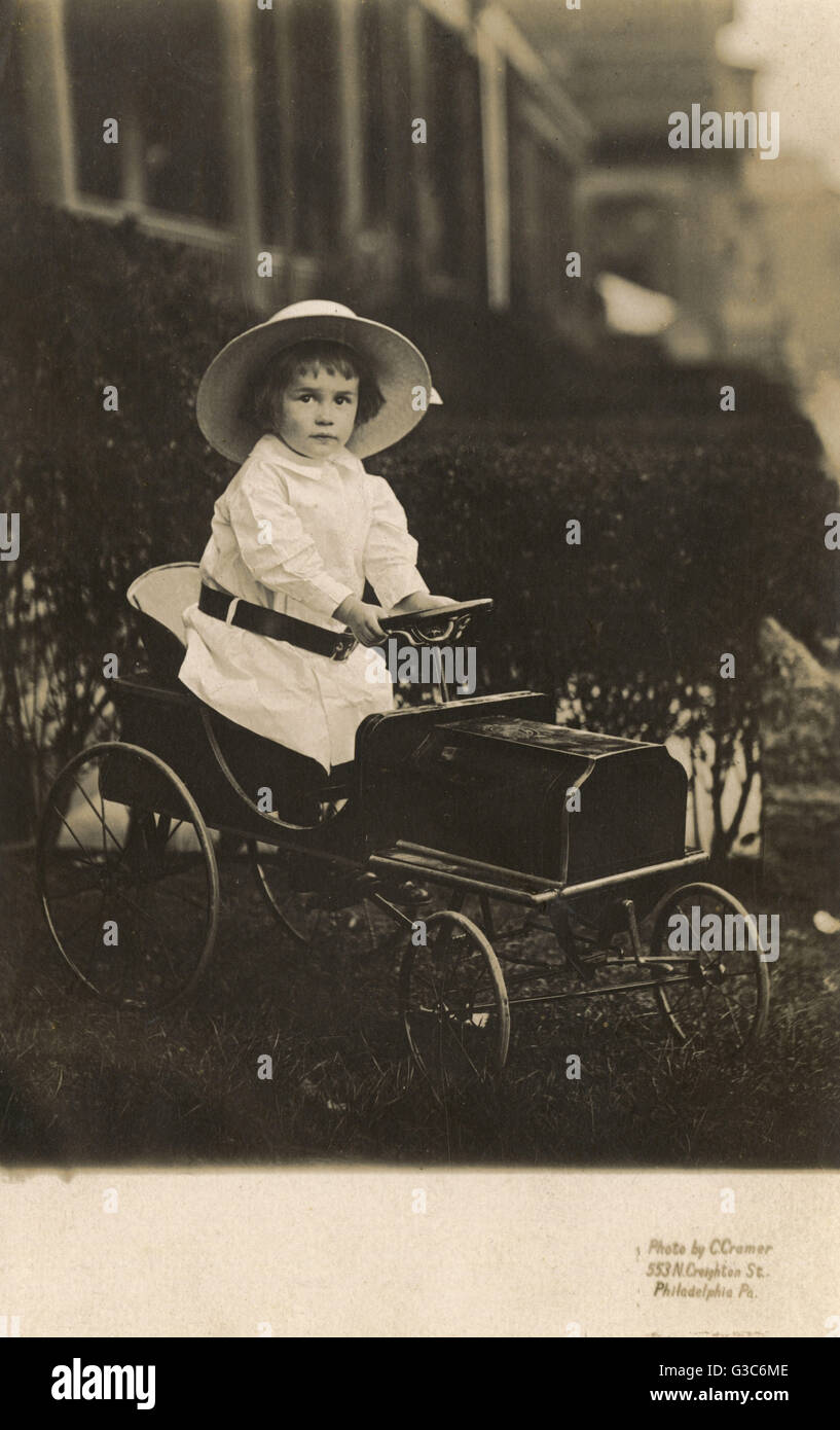Little boy in pedal car, Philadelphia, USA Stock Photo