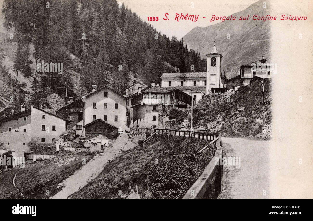 Village of Saint RhemyenBosses, Italy on the Swiss border Stock Photo