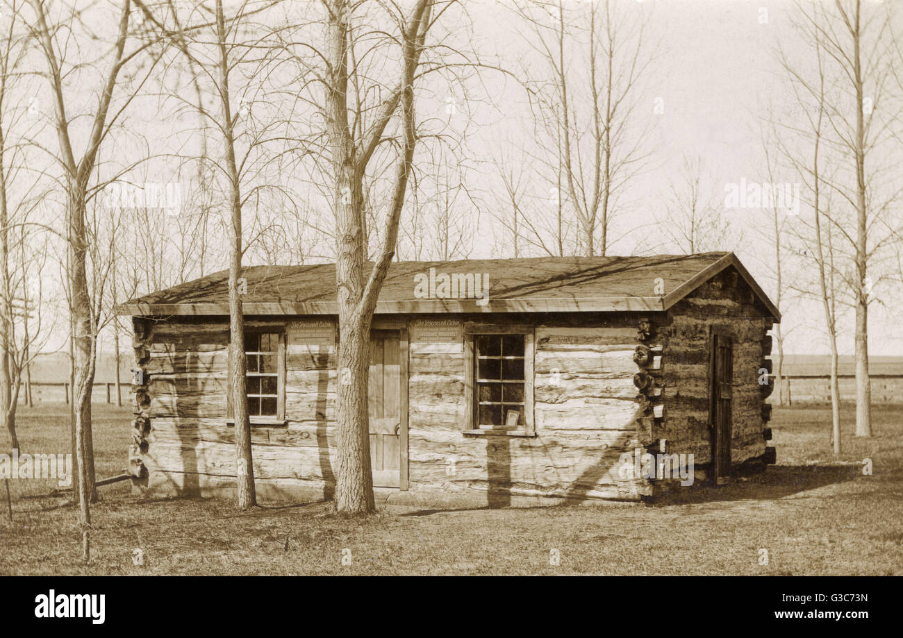 A log cabin on Theodore Roosevelt's Elkhorn Ranch in the badlands of