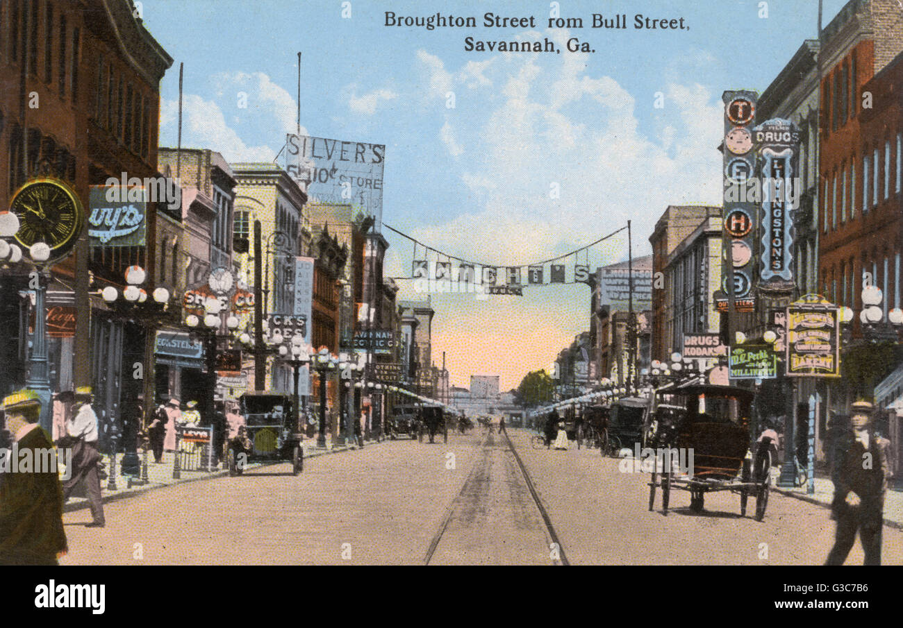 Broughton Street, Savannah, USA Stock Photo Alamy