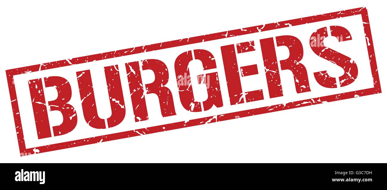 burgers red grunge square vintage rubber stamp Stock Vector Image & Art ...