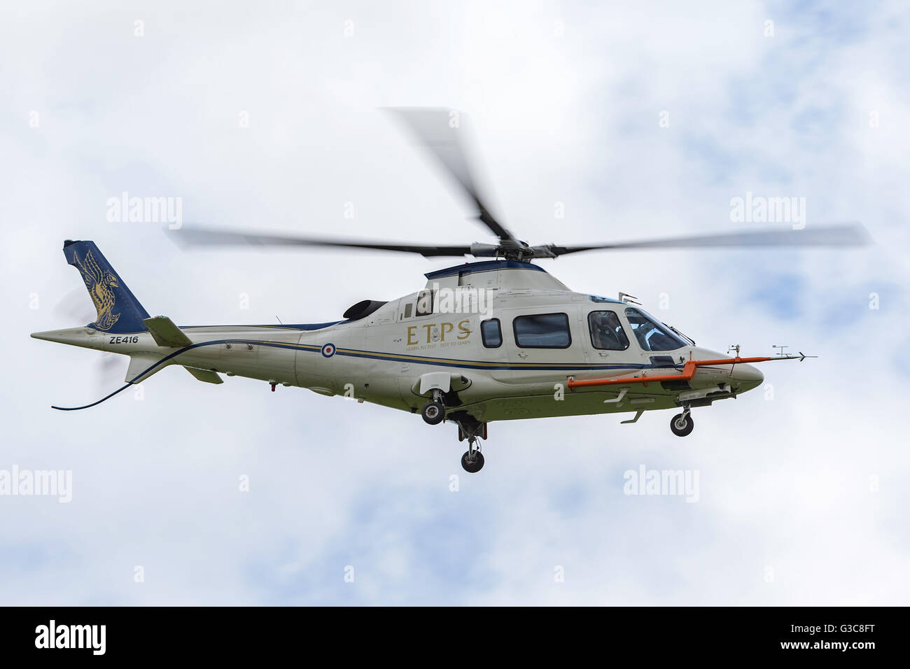 Royal Air Force (RAF) AgustaWestland AW-109E Helicopter from the Empire Test Pilots School (ETPS) Stock Photo