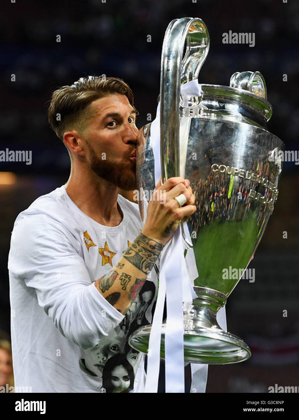 Milan, Italy, 28 May 2016: Sergio Ramos in action during the final Champion  League Real Madrid - Atlético Madrid at San Siro Stock Photo - Alamy