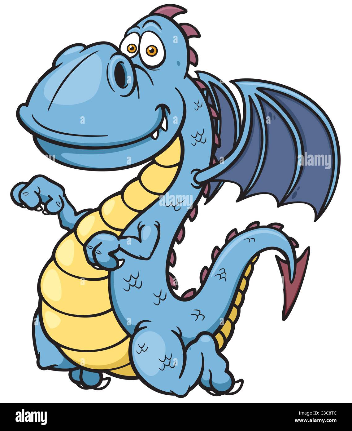 Vector illustration of Cartoon Blue dragon Stock Vector