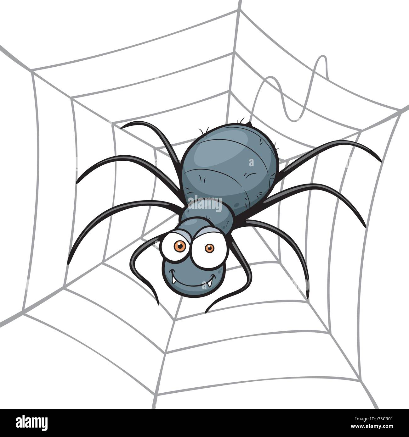 Vector illustration of Spider in a Web Stock Vector