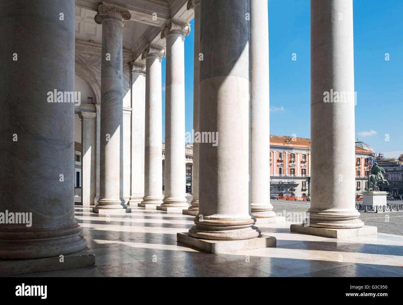 Italy, Naples, Plebiscito square, the atrio columns of the St Francesco di Paola church Stock Photo