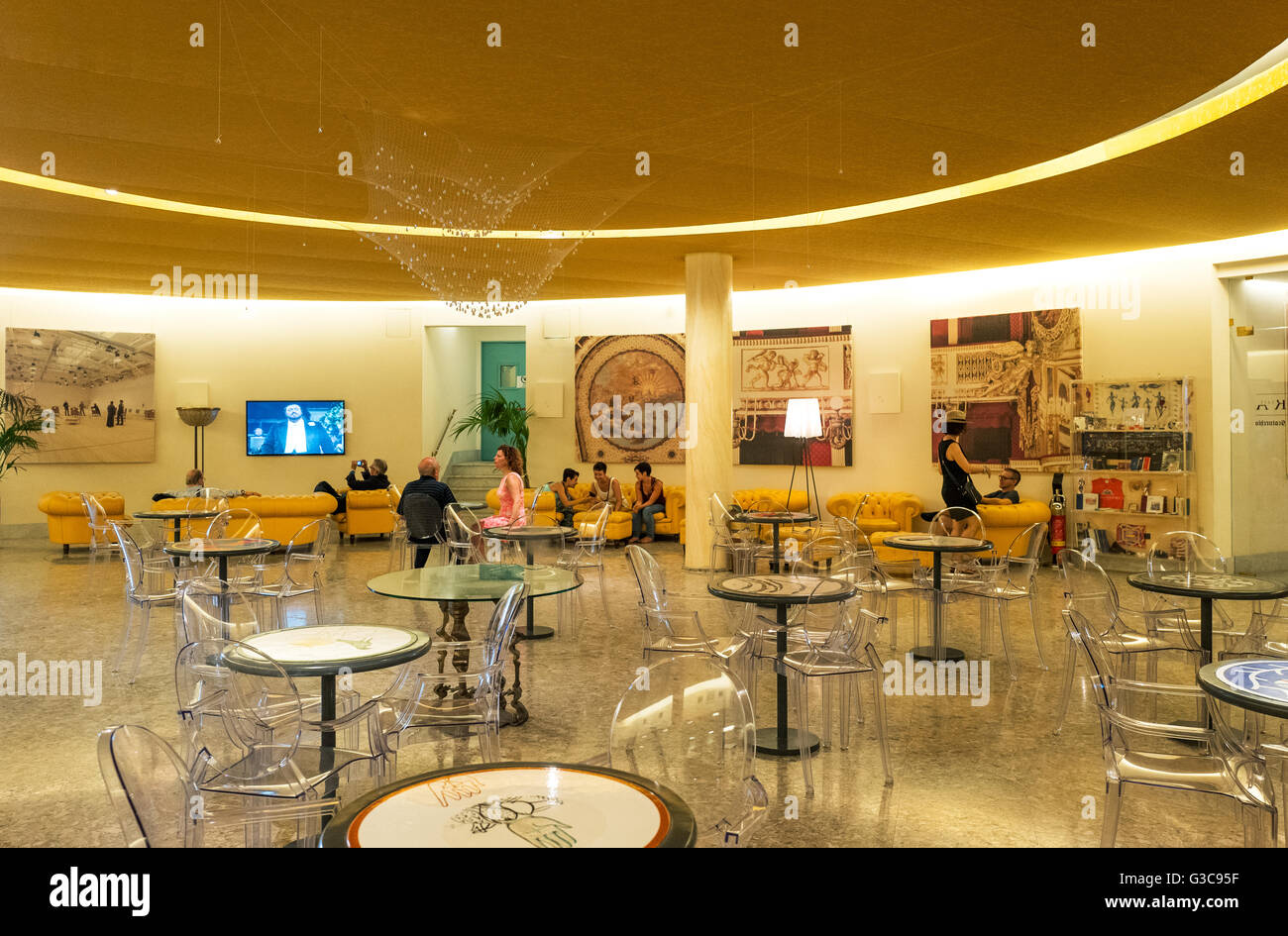 Naples, Italy August 3, 2015 Plebiscito square, the coffee bar of