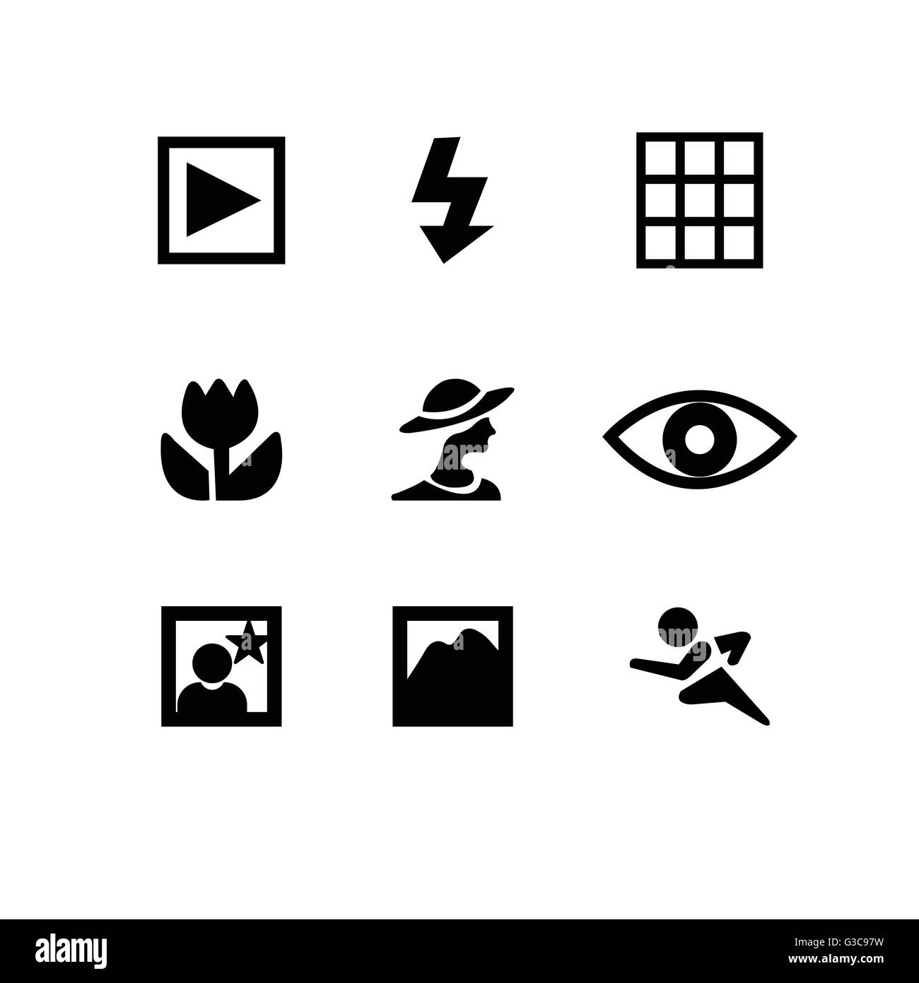 Set of photography icons in white background Stock Vector