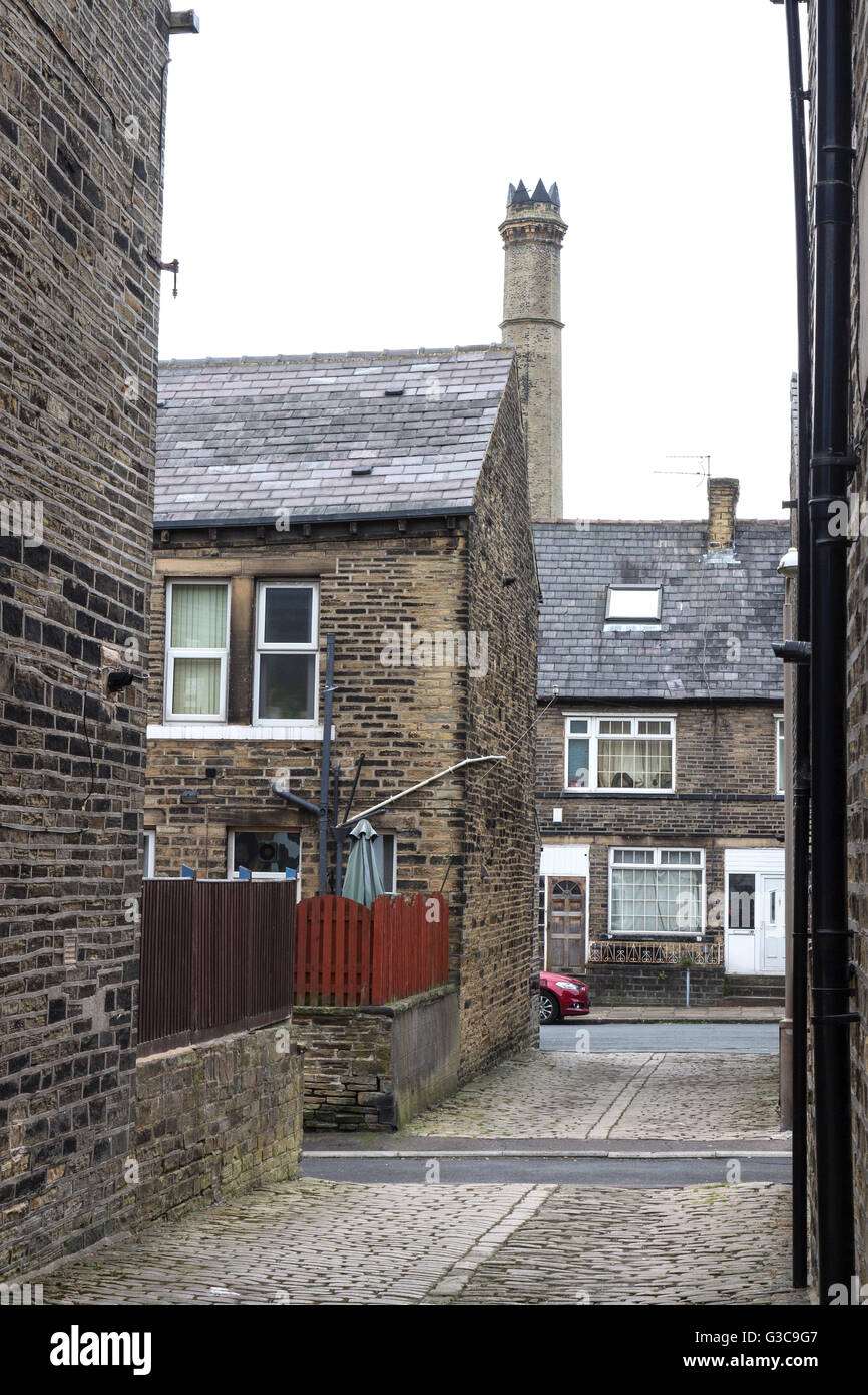 Traditional terraced housing in Halifax, West Yorkshire, England, UK