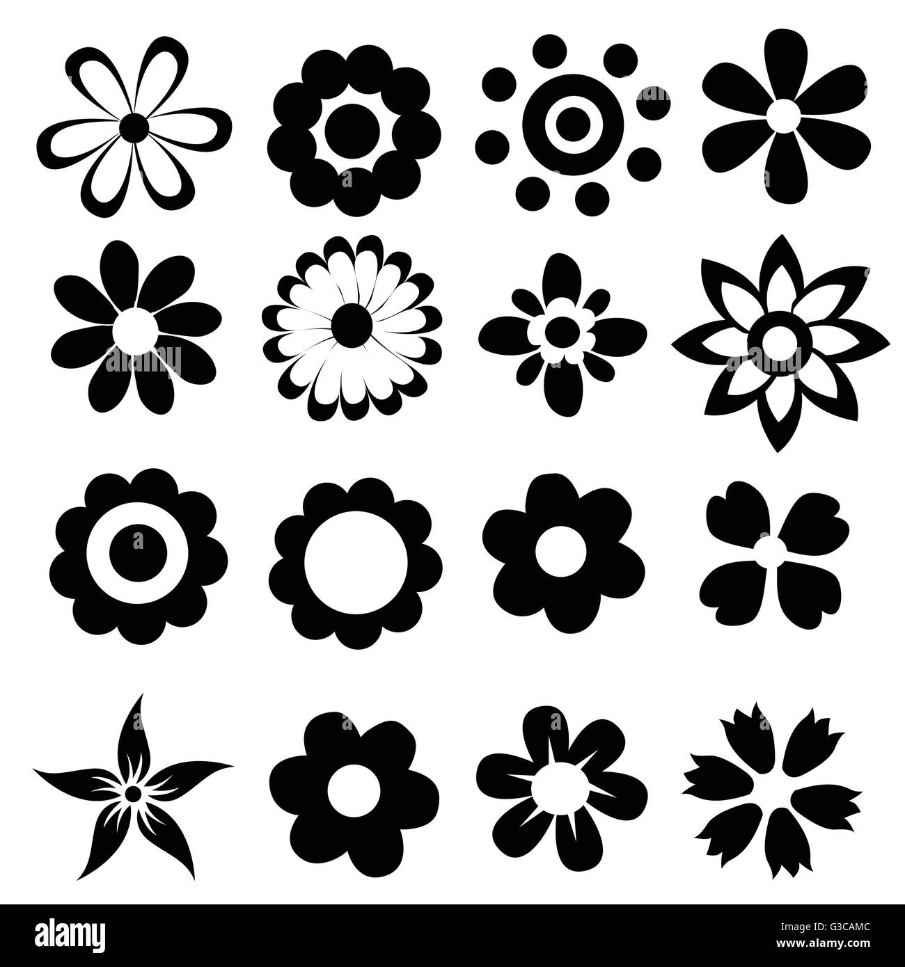 silhouettes of simple vector flowers Stock Vector Image & Art - Alamy