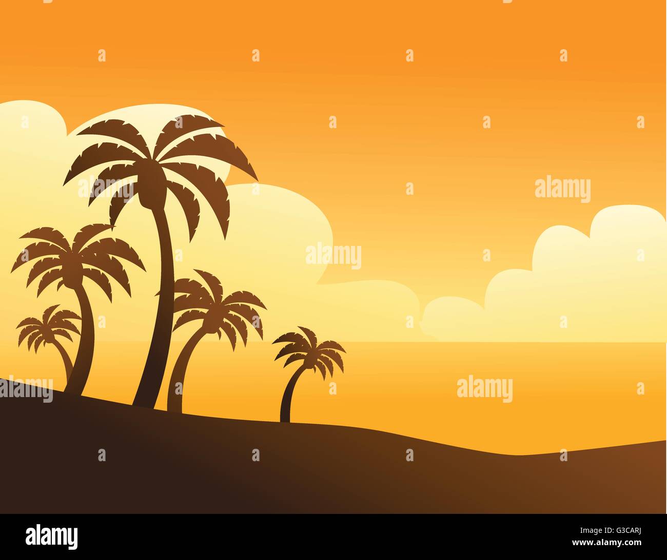Summer color background with palm trees on the beach Stock Vector Image ...