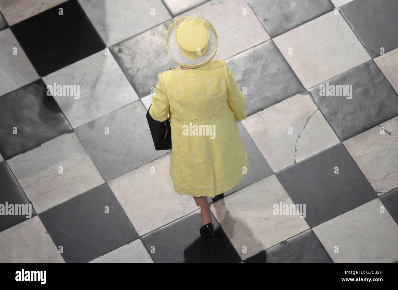 Queen Elizabeth II arrives at St Paul's Cathedral in London for a national service of thanksgiving to celebrate her 90th birthday. Stock Photo