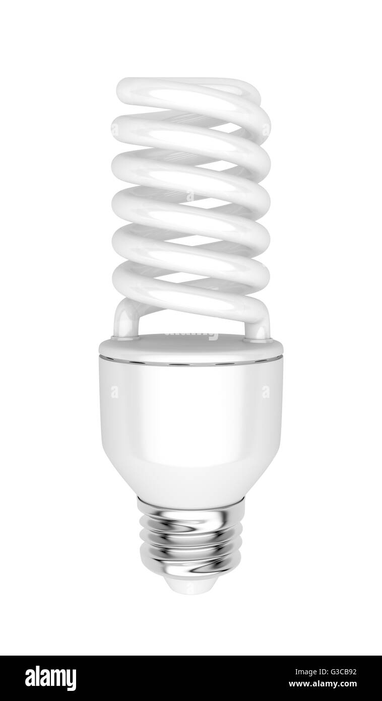 Energy saving fluorescent light bulb isolated on white background Stock ...