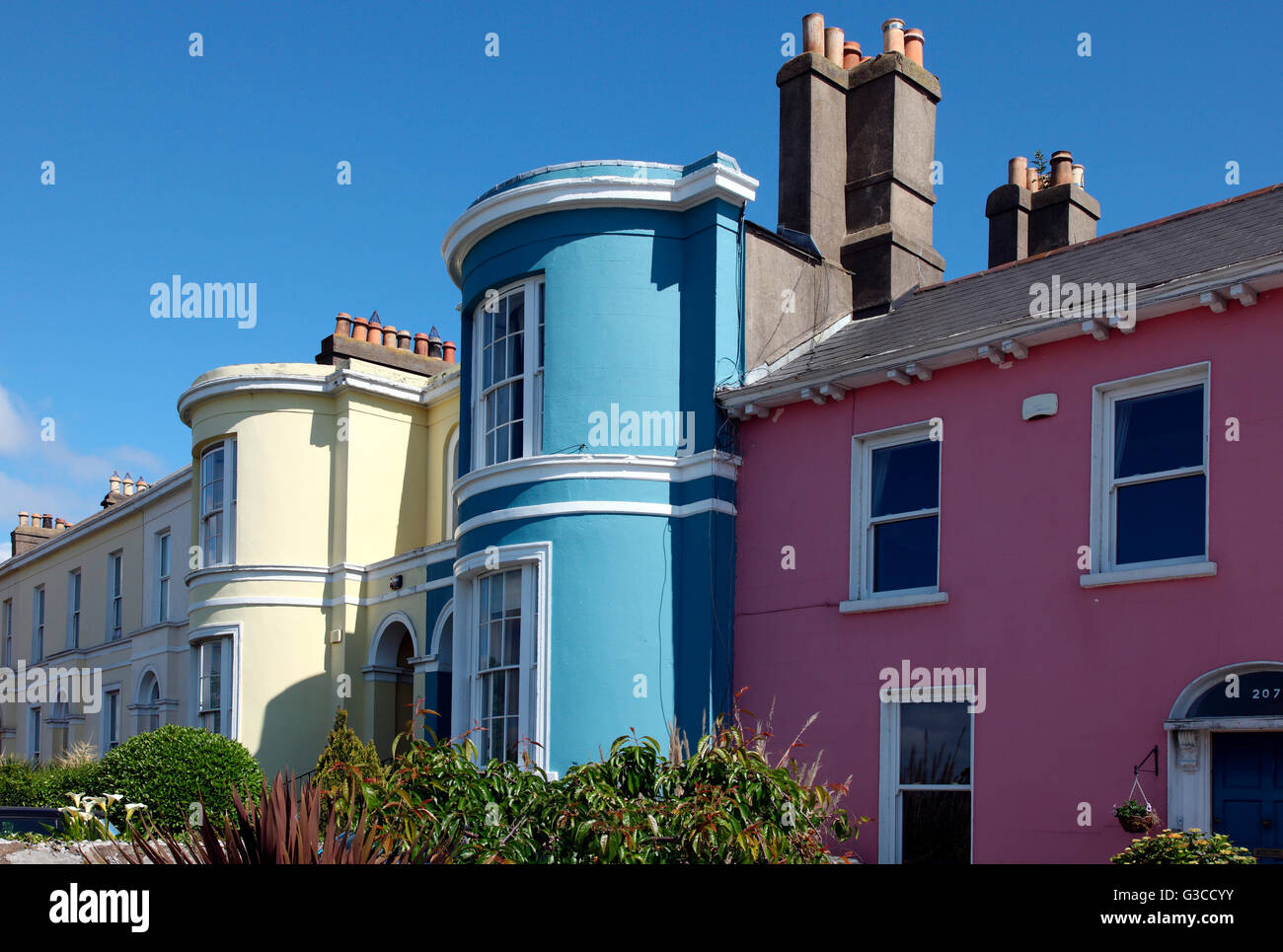 Colourful terraced housing in Clontarf, Dublin Stock Photo