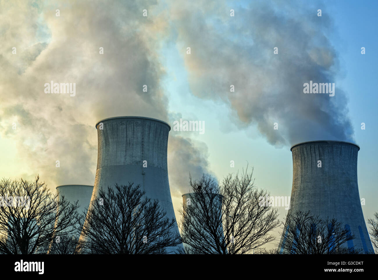 The smoke from the chimneys of a power plant Stock Photo - Alamy