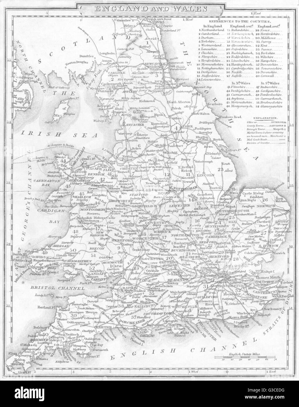 UK: England and Wales. DUGDALE, 1845 antique map Stock Photo