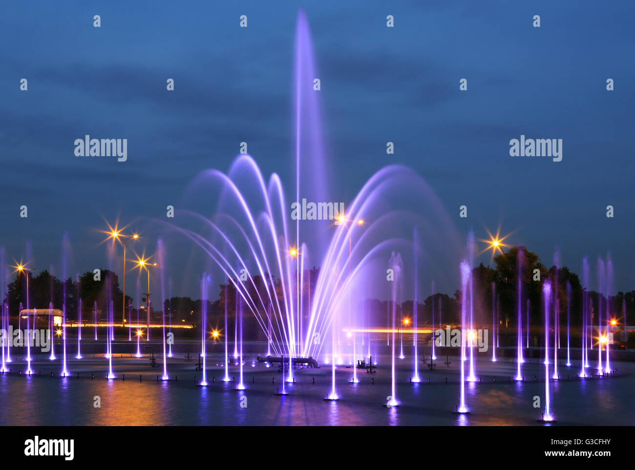 The illuminated fountain at night Stock Photo - Alamy
