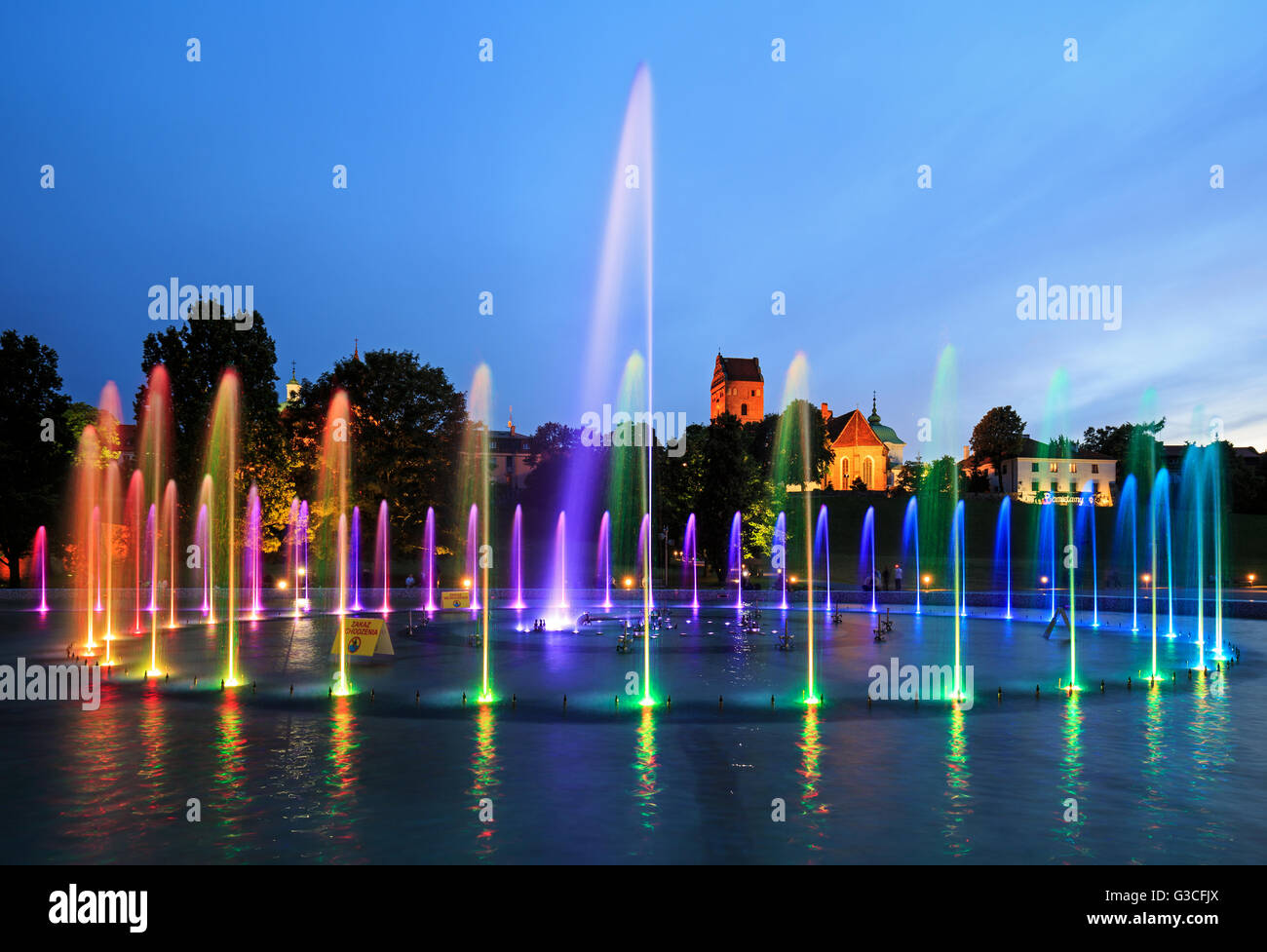 The illuminated fountain at night Stock Photo - Alamy