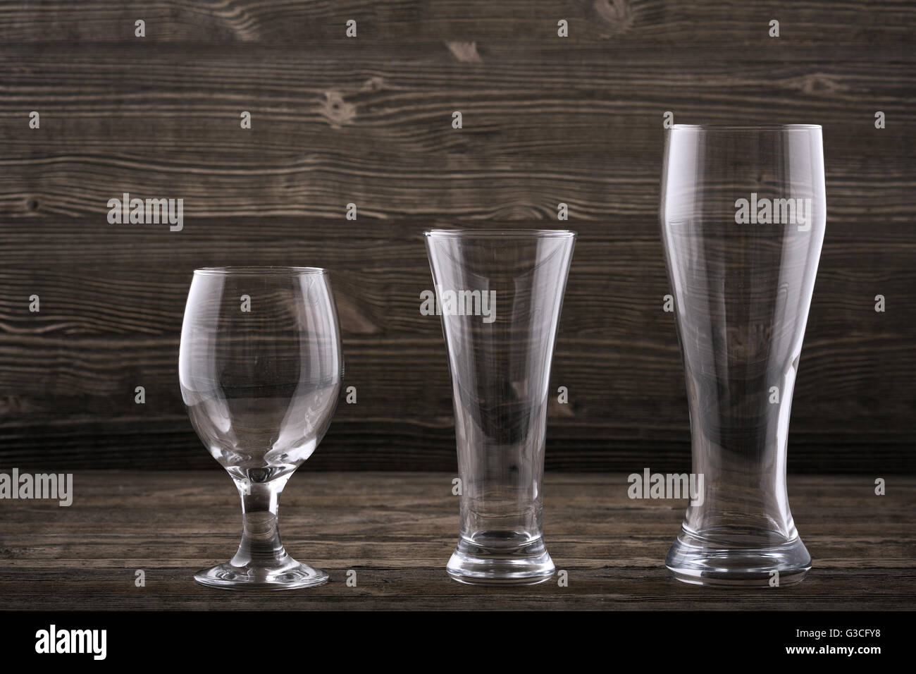Various types beer glasses Stock Photo