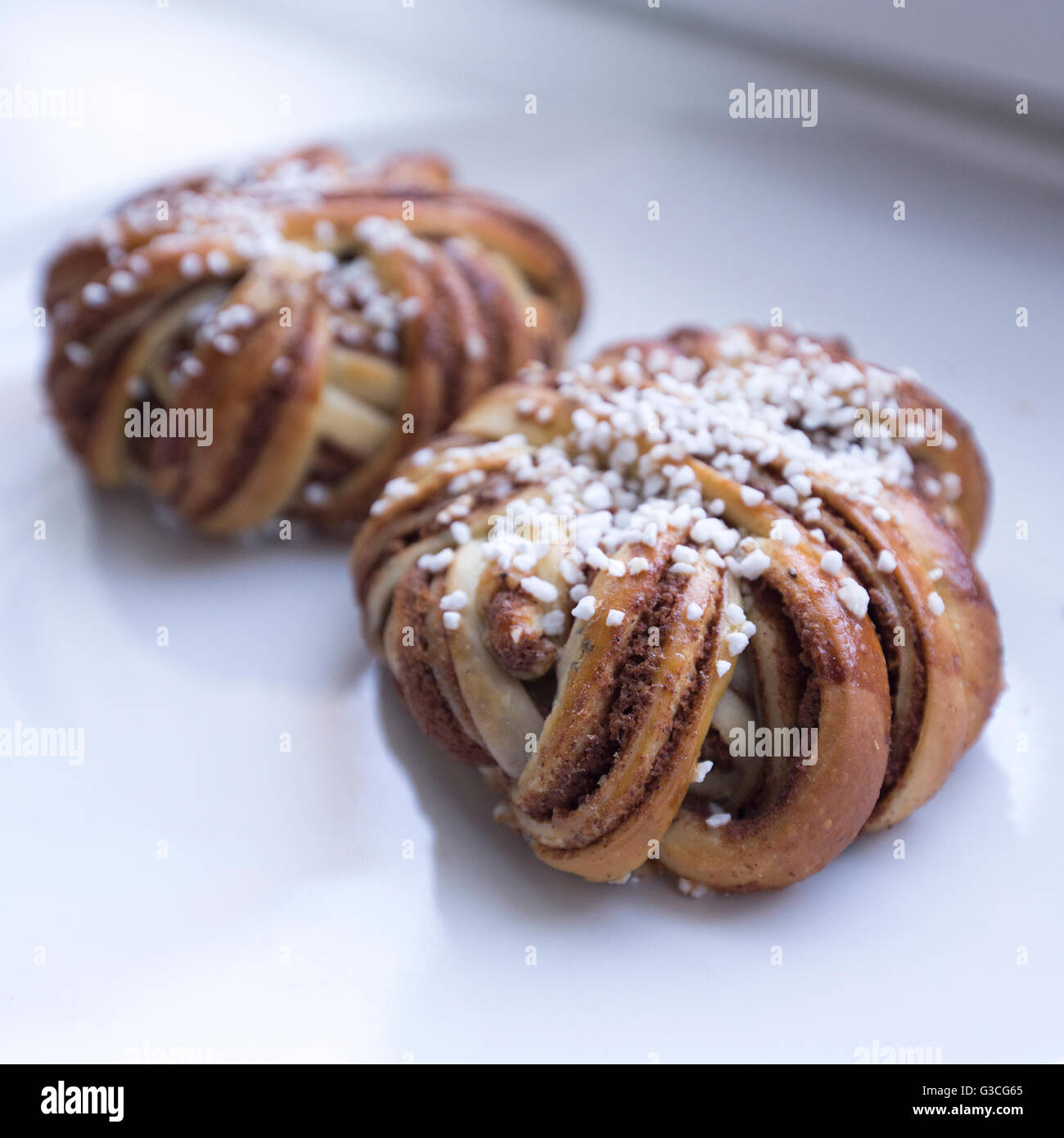 Cinnamon buns in Stockholm, Sweden. Stock Photo