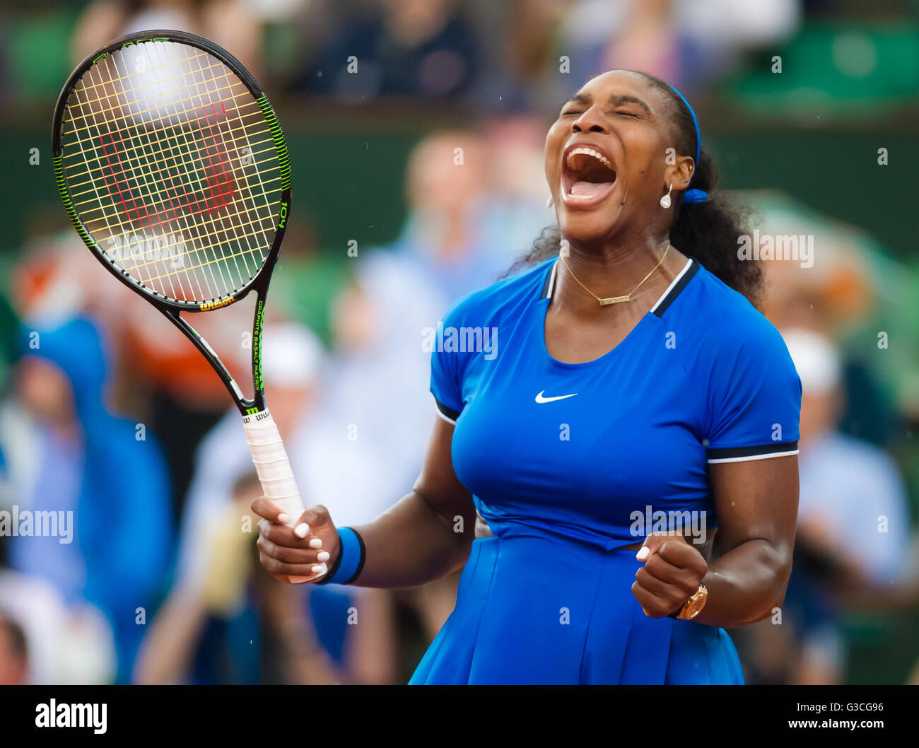 PARIS, FRANCE - MAY 28 : Serena Williams in action at the 2016 French Open Stock Photo