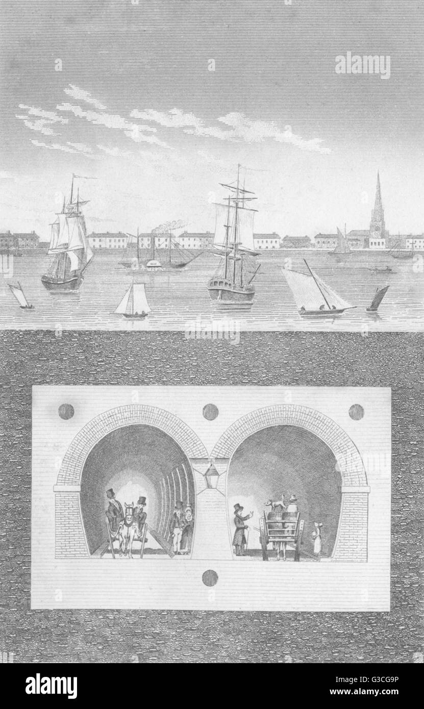 LONDON: The Thames Tunnel. DUGDALE, antique print 1845 Stock Photo