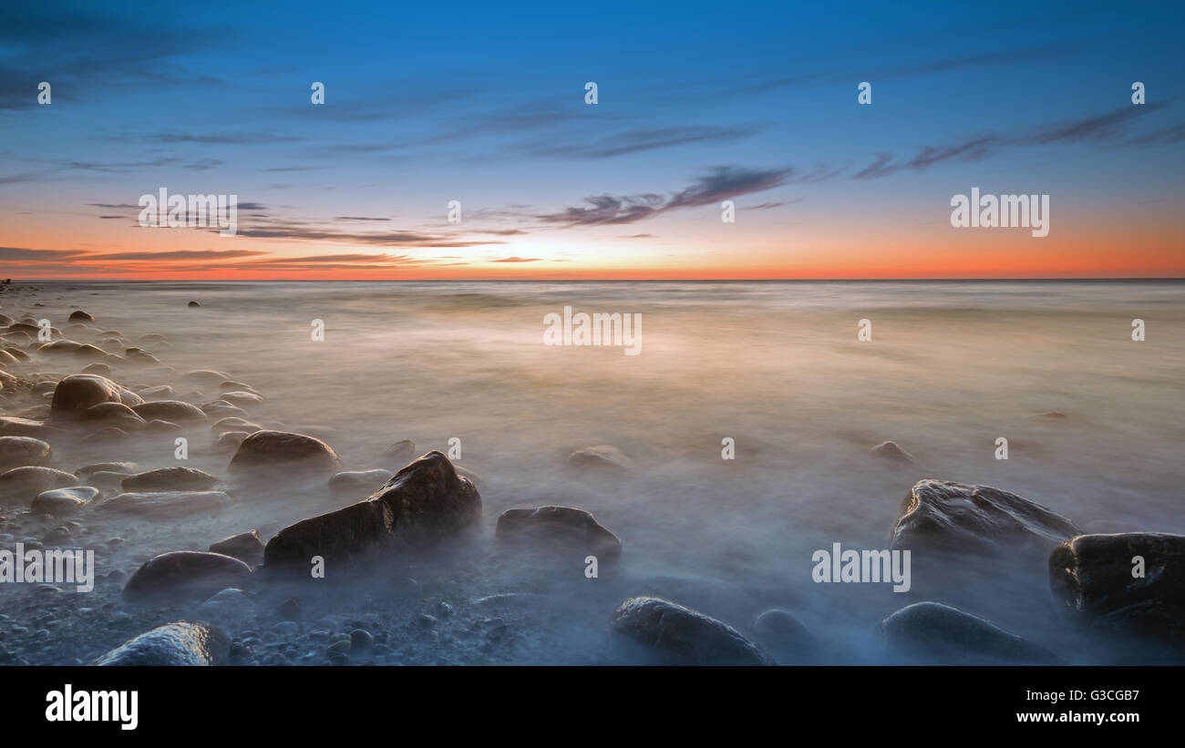 The Pebbly Beach In Rozewie At Dusk Stock Photo Alamy