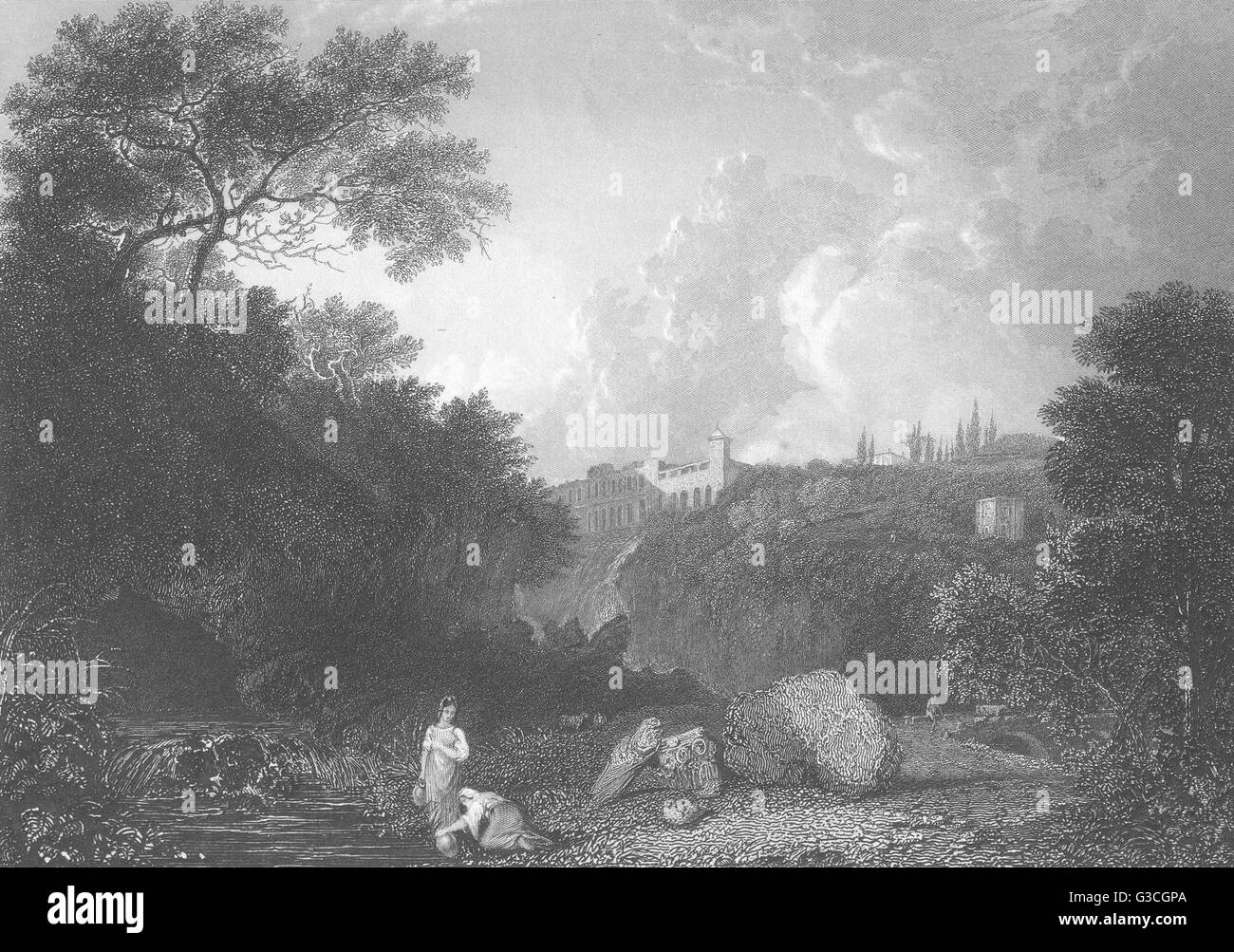 MAECENAS' VILLA AT TIVOLI: Wilson, antique print 1835 Stock Photo