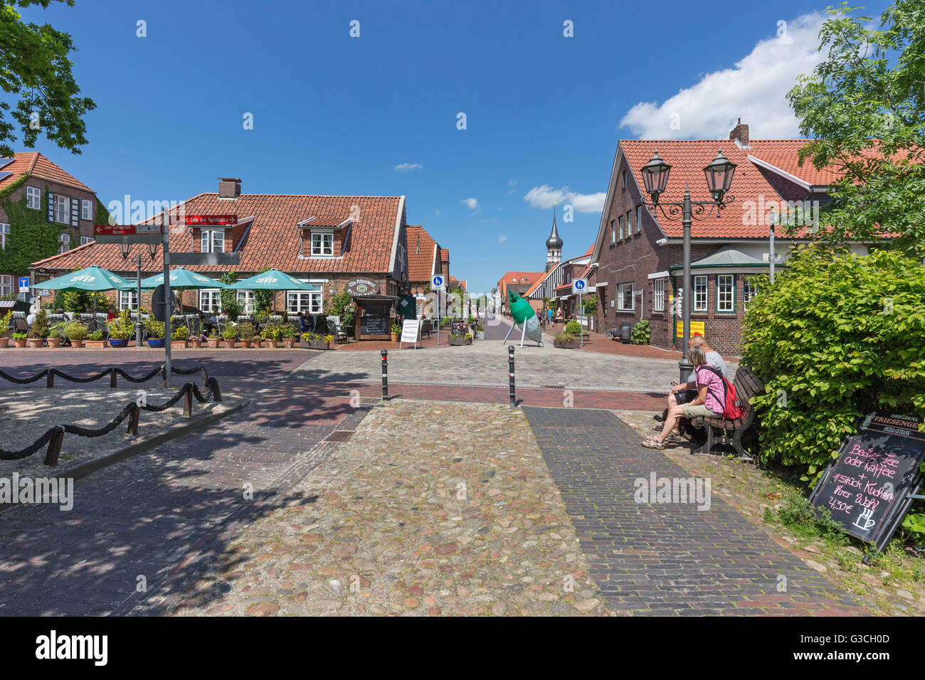 Center of Hooksiel, district of the municipality Wangerland, district of Friesland, Stock Photo